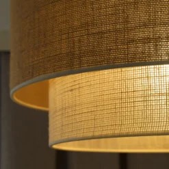 Plafón Boho, marrón/beige, Ø 60 cm, de tela
