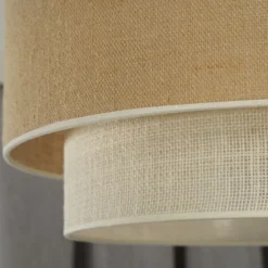 Plafón Boho, marrón/beige, Ø 60 cm, de tela