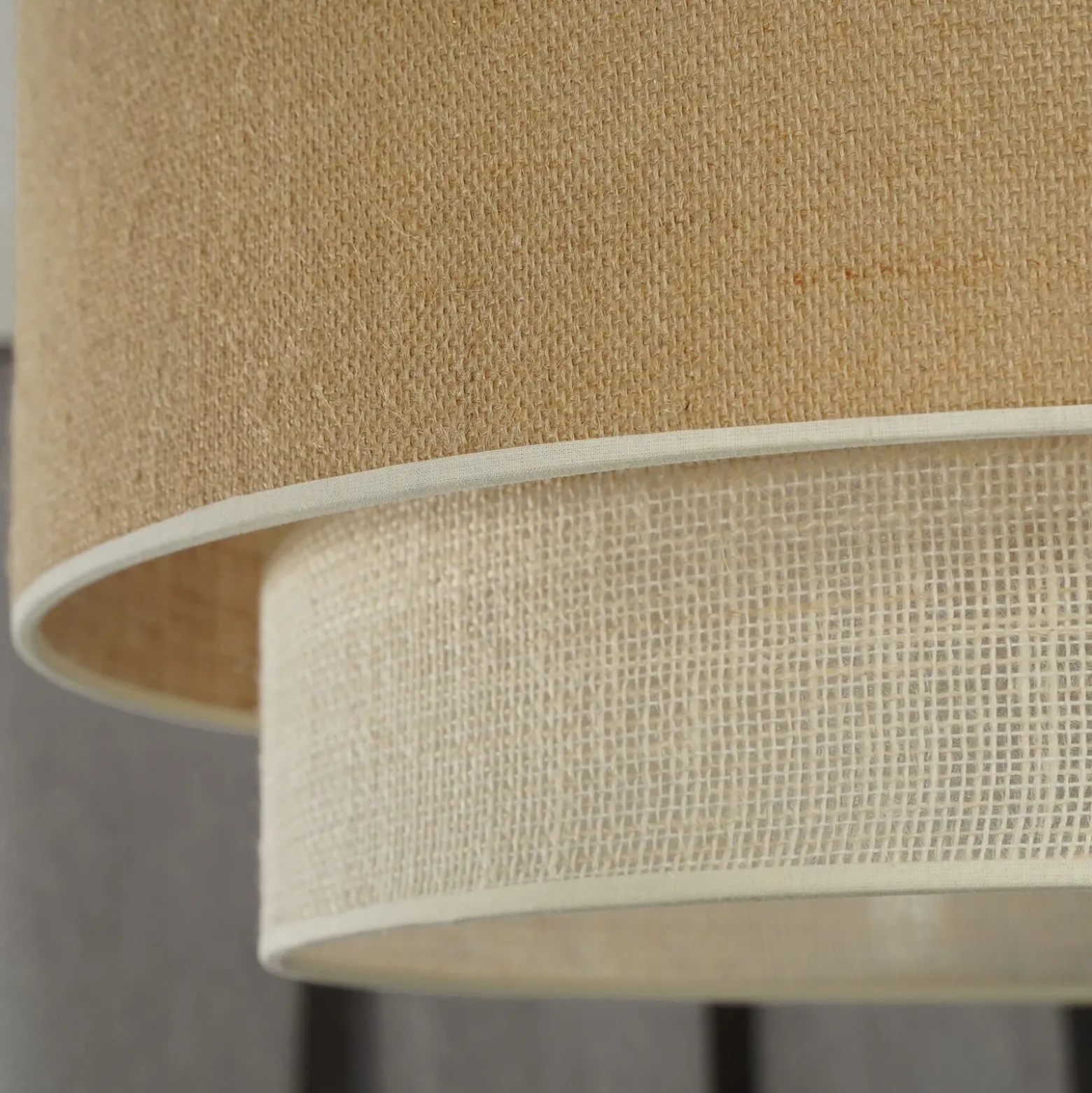 Plafón Boho, marrón/beige, Ø 60 cm, de tela