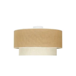 Plafón Boho, marrón/beige, Ø 45 cm, de tela