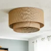 Plafón Boho, marrón, Ø 60 cm, de tela