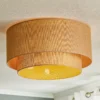 Plafón Boho, marrón, Ø 60 cm, de tela