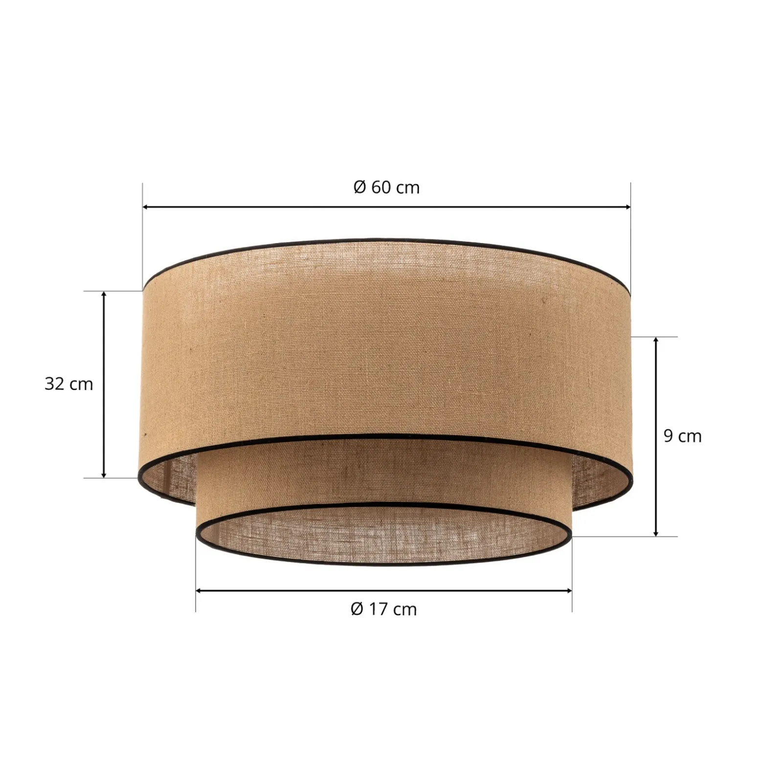 Plafón Boho, marrón/negro, Ø 60 cm, de tela