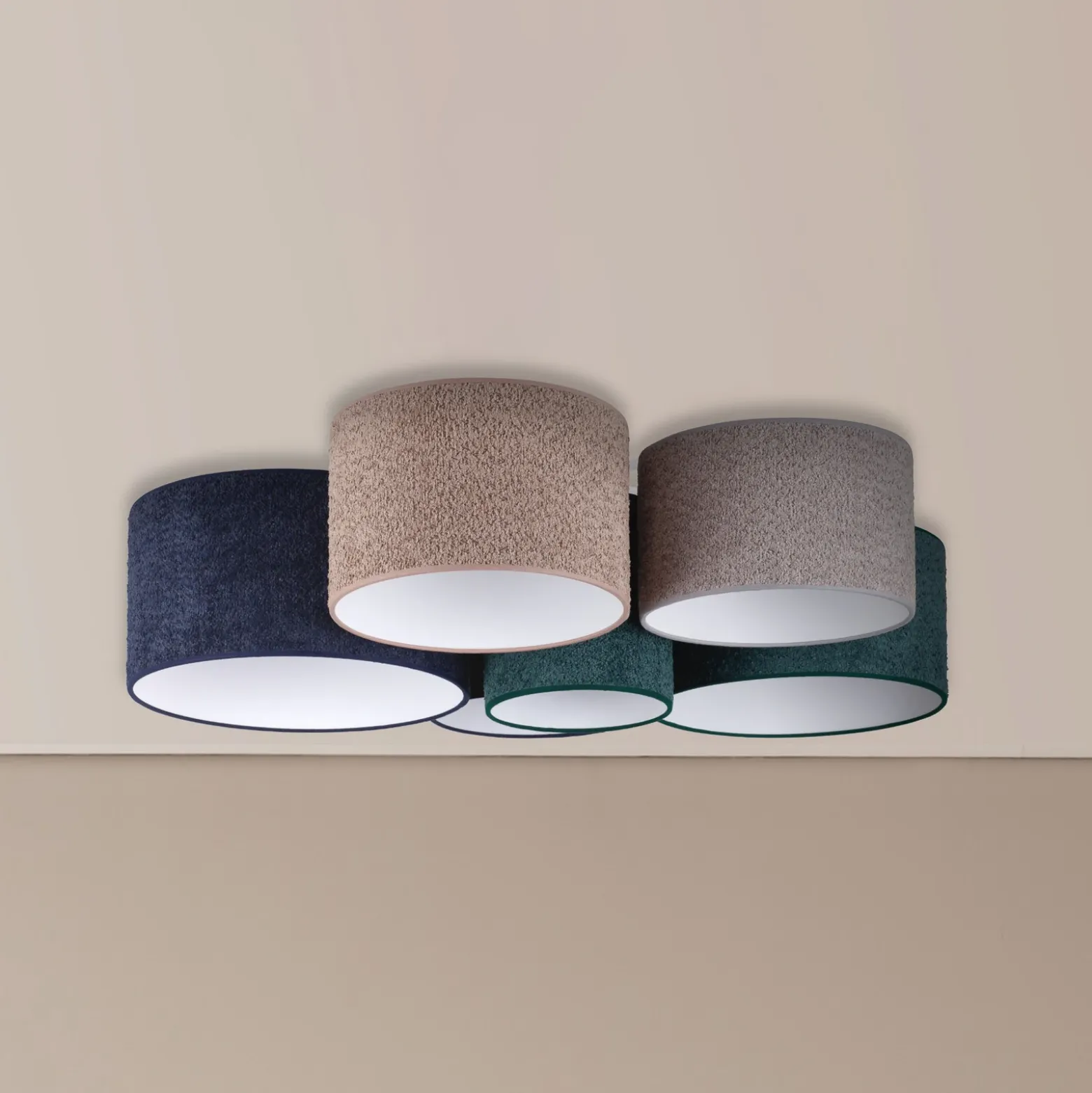 Plafón Boucle 6 luces azul/verde/cappuccino/gris