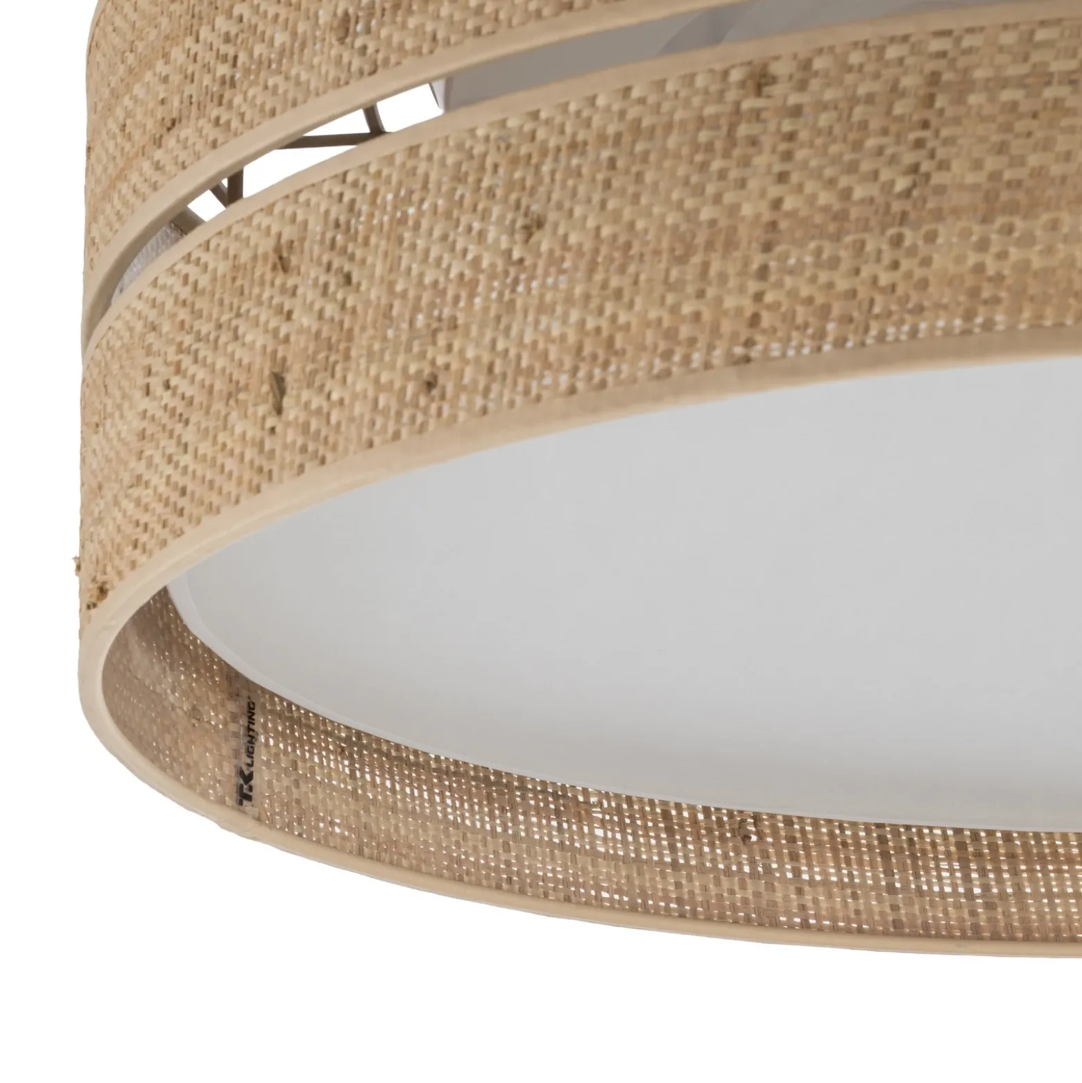Plafón Calma, beige, rafia, Ø 60 cm, E27