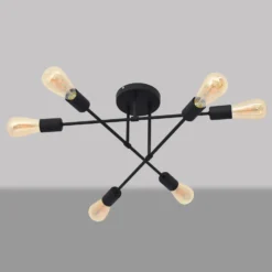 Plafón Cambridge, 6 luces, negro