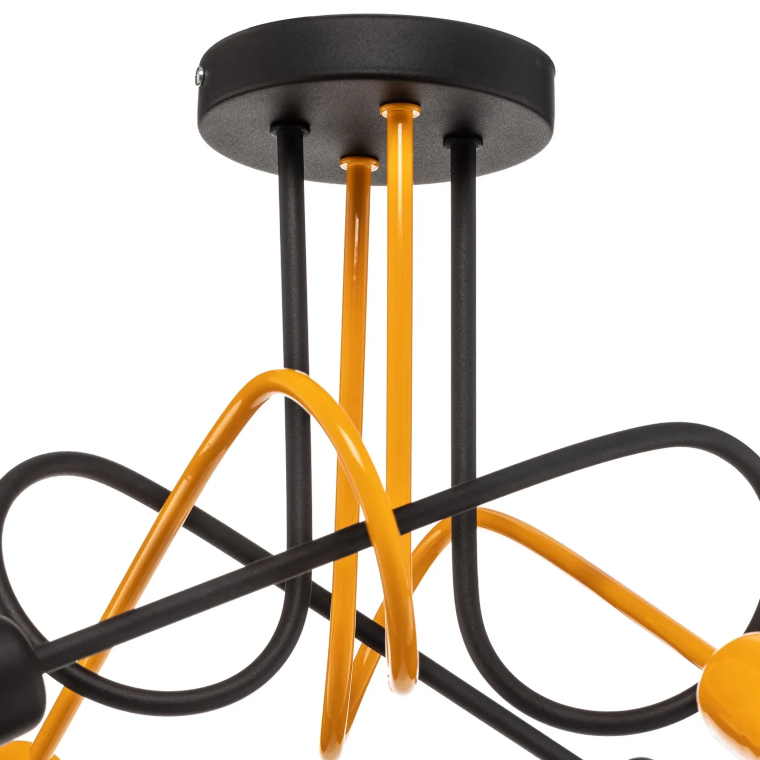 Plafón Cambridge, 4 luces, negro-naranja