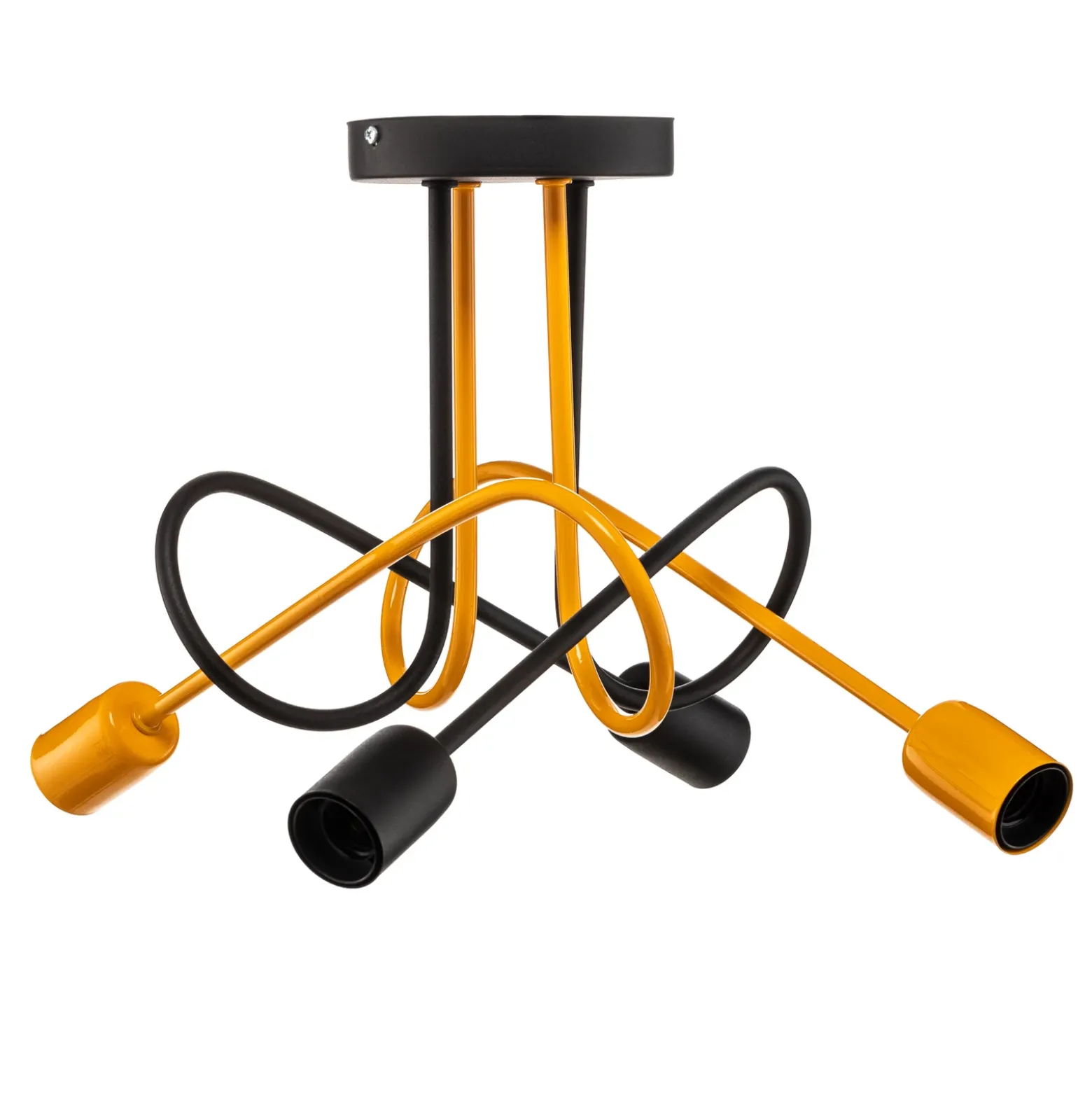 Plafón Cambridge, 4 luces, negro-naranja