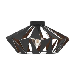 Plafón Carlton, Ø 47 cm, negro/cobre