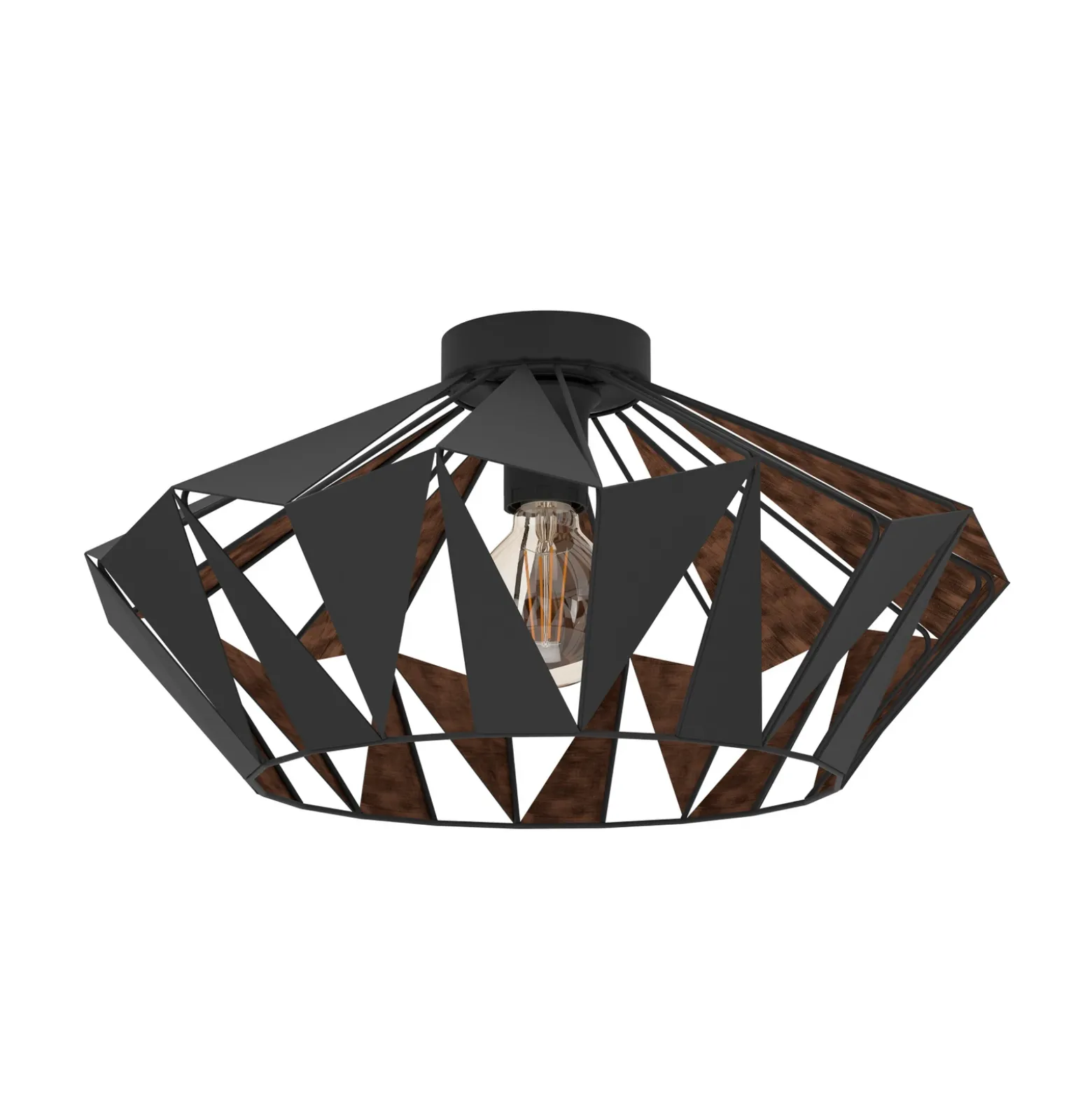 Plafón Carlton, Ø 47 cm, negro/cobre