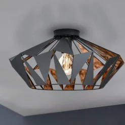 Plafón Carlton, Ø 47 cm, negro/cobre