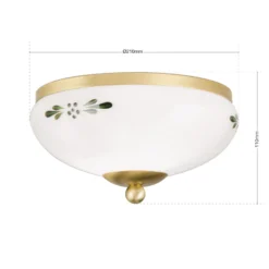 Plafón Casa Rural latón opalino verde Ø 21 cm