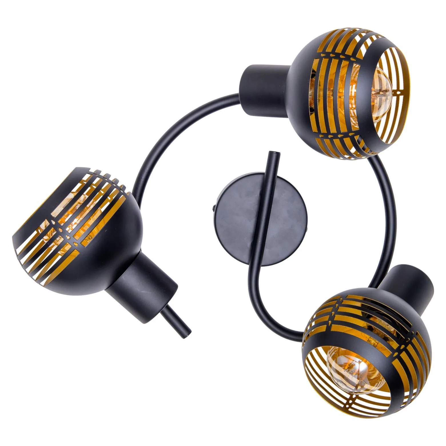 Plafón Casco, 3 luces, negro