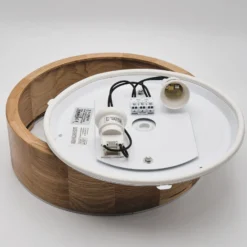 Plafón Caspian, Ø 27 cm, IP54, roble