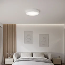 Plafón Cleo, Ø 40 cm, IP20, blanco, metal, E27