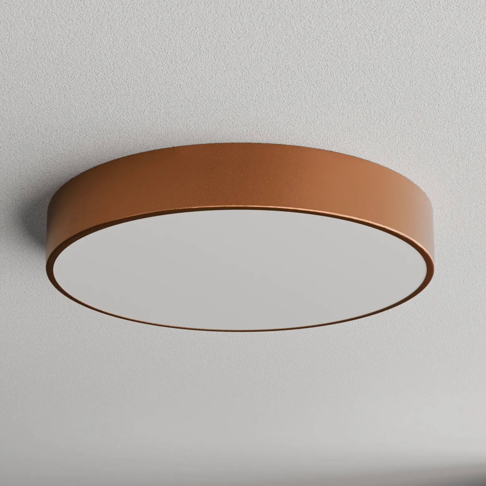 Plafón Cleo, Ø 50 cm, IP54, color cobre, metal, E27