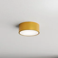 Plafón Cleo, Ø 20 cm, IP54, dorado, metal, E27