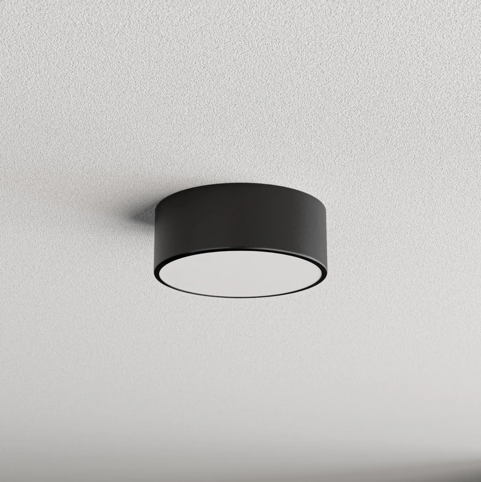 Plafón Cleo, Ø 20 cm, IP54, negro, metal, E27