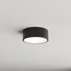 Plafón Cleo, Ø 20 cm, IP54, negro, metal, E27