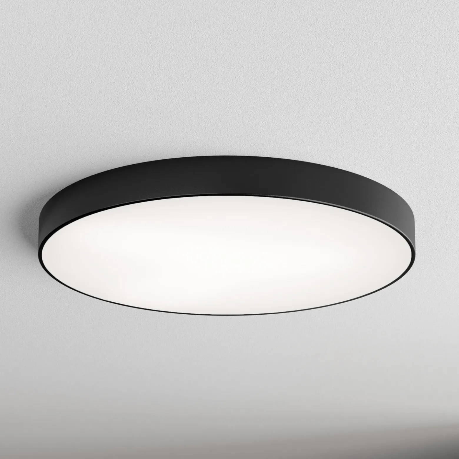 Plafón Cleo con difusor de vidrio, negro, Ø 78cm