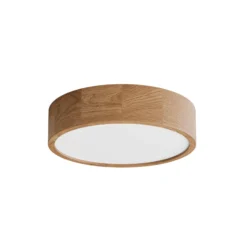 Plafón Cleo DR375, IP54, Ø 37,5 cm, madera de roble, E27