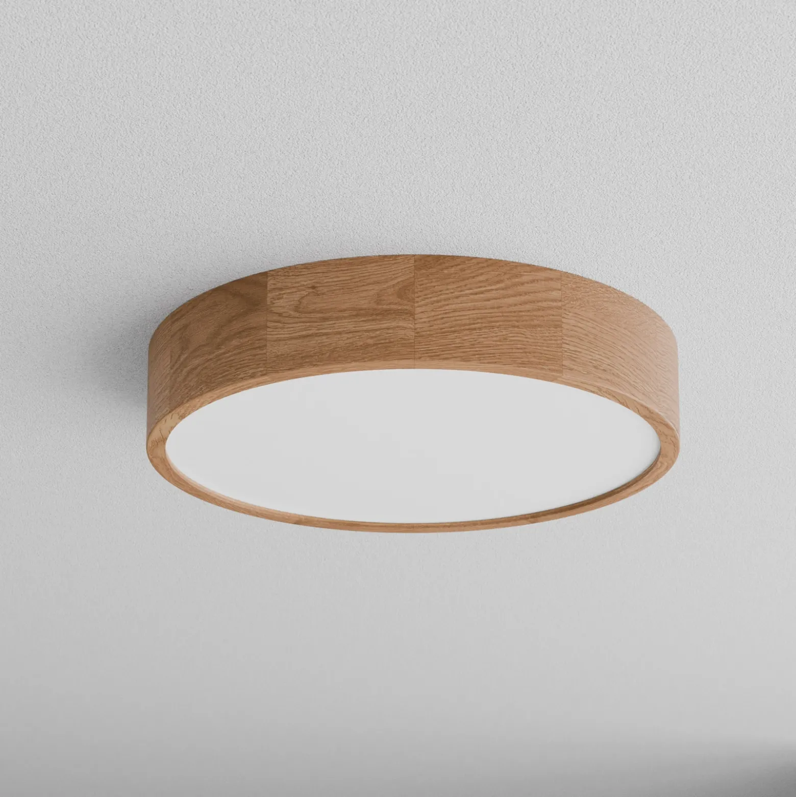 Plafón Cleo DR475, IP54, Ø 47,5 cm, madera de roble, E27