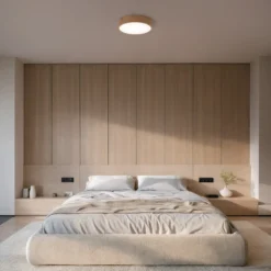 Plafón Cleo DR800, madera de roble, Ø 80 cm, 6 luces, E27