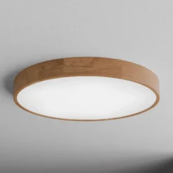 Plafón Cleo DR800, madera de roble, Ø 80 cm, 6 luces, E27