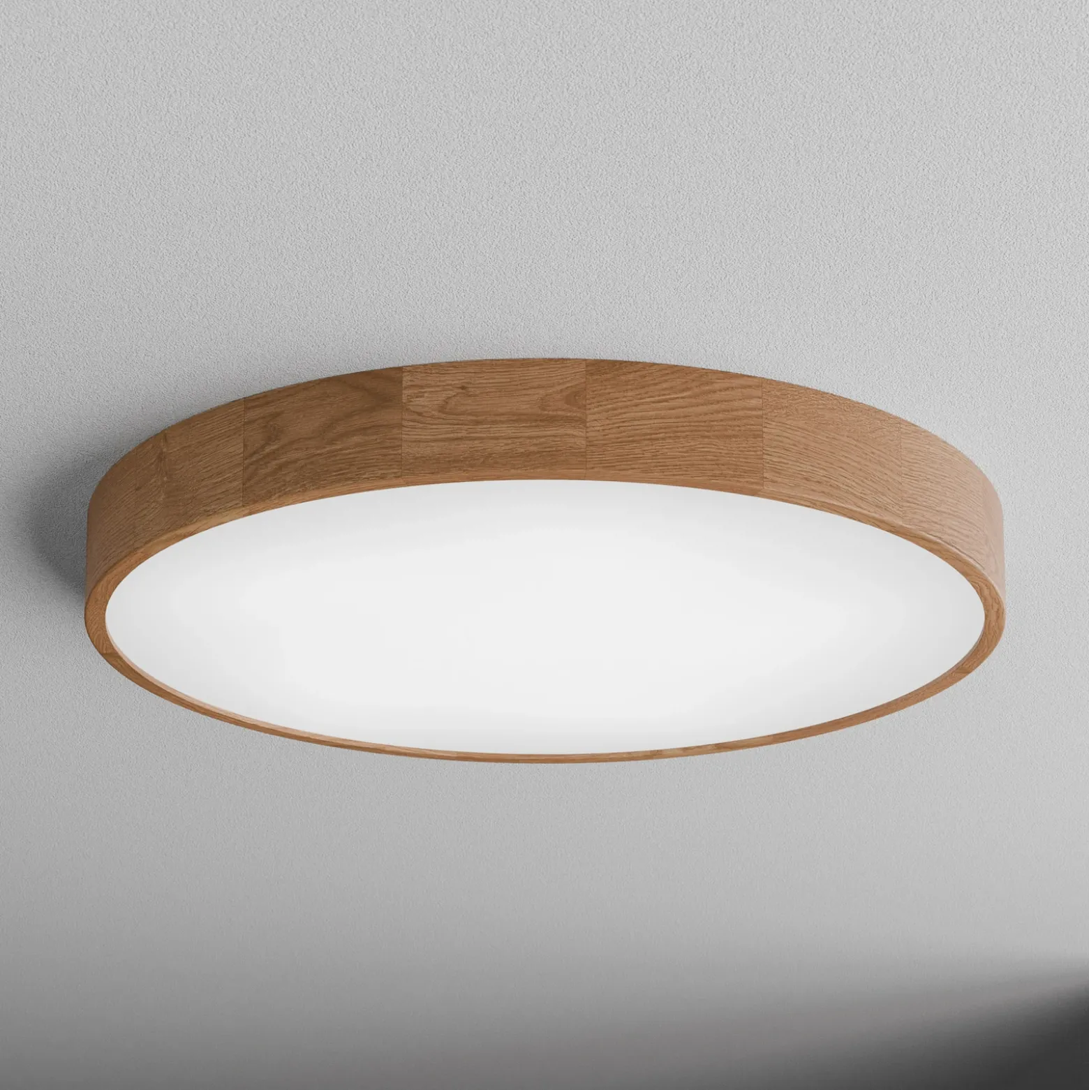 Plafón Cleo DR800, madera de roble, Ø 80 cm, 6 luces, E27