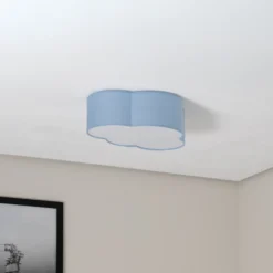 Plafón Cloud, azul, 43 cm de largo, textil, nube, E27