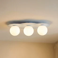Plafón Cloud, azul, 3 luces, cristal, longitud 51 cm, G9