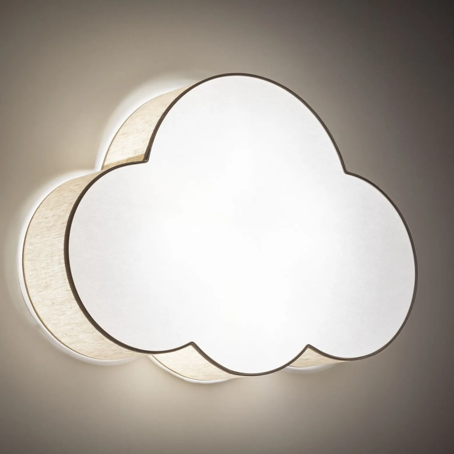 Plafón Cloud, beige, 63 cm de largo, textil, nube, E27