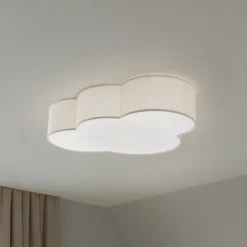 Plafón Cloud, beige, 63 cm de largo, textil, nube, E27