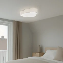 Plafón Cloud, beige, 63 cm de largo, textil, nube, E27