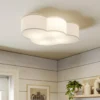 Plafón Cloud, blanco, textil, longitud 62 cm, E27, 4 luces.
