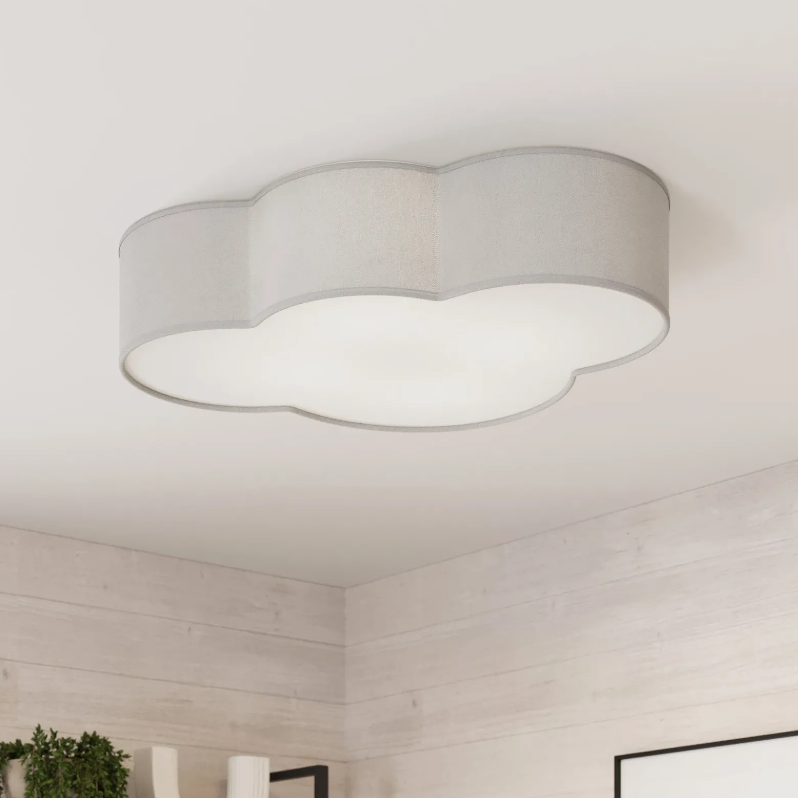 Plafón Cloud de tela, longitud 62 cm, gris
