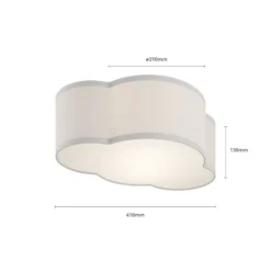 Plafón Cloud de tela, longitud 41 cm, gris