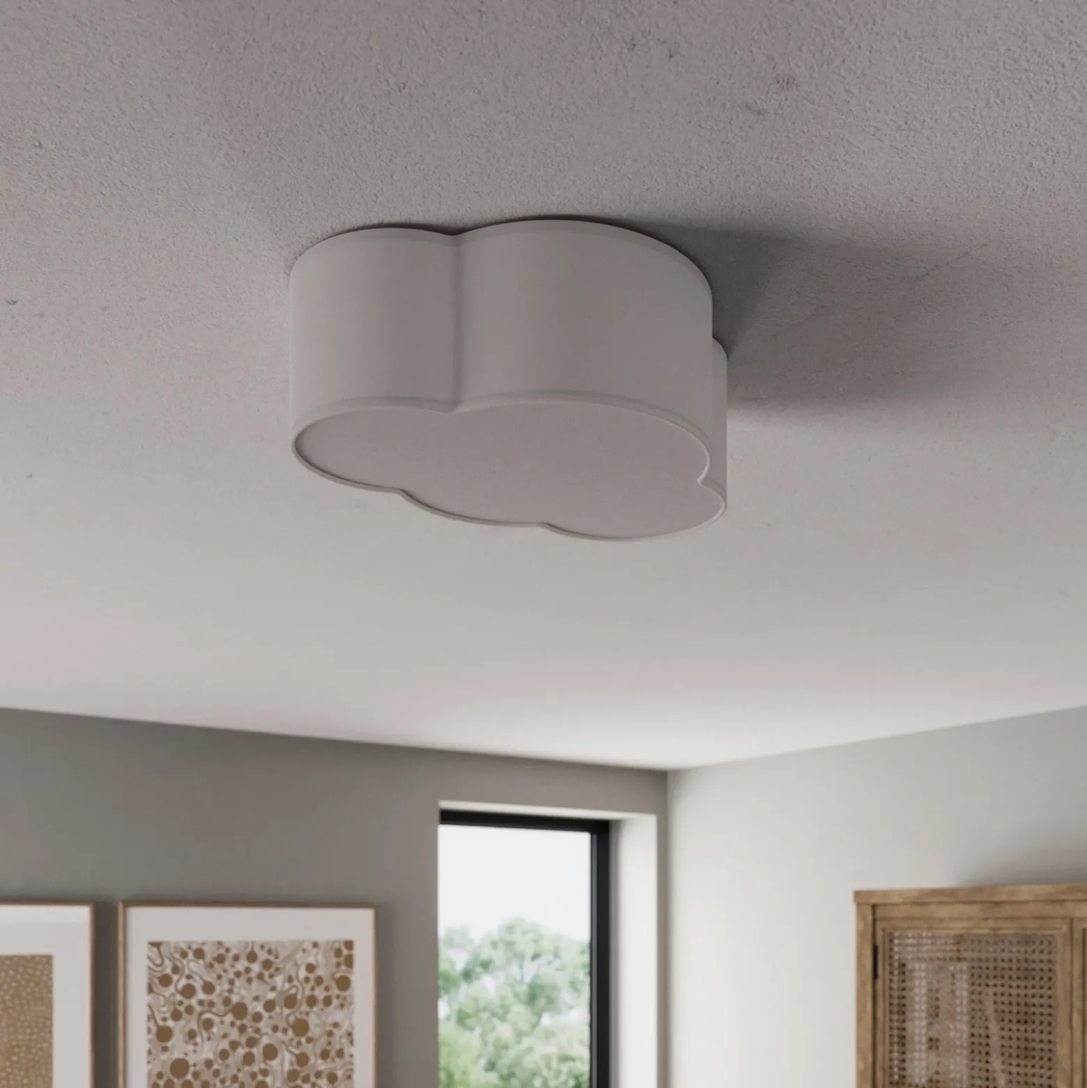 Plafón Cloud de tela, longitud 41 cm, gris