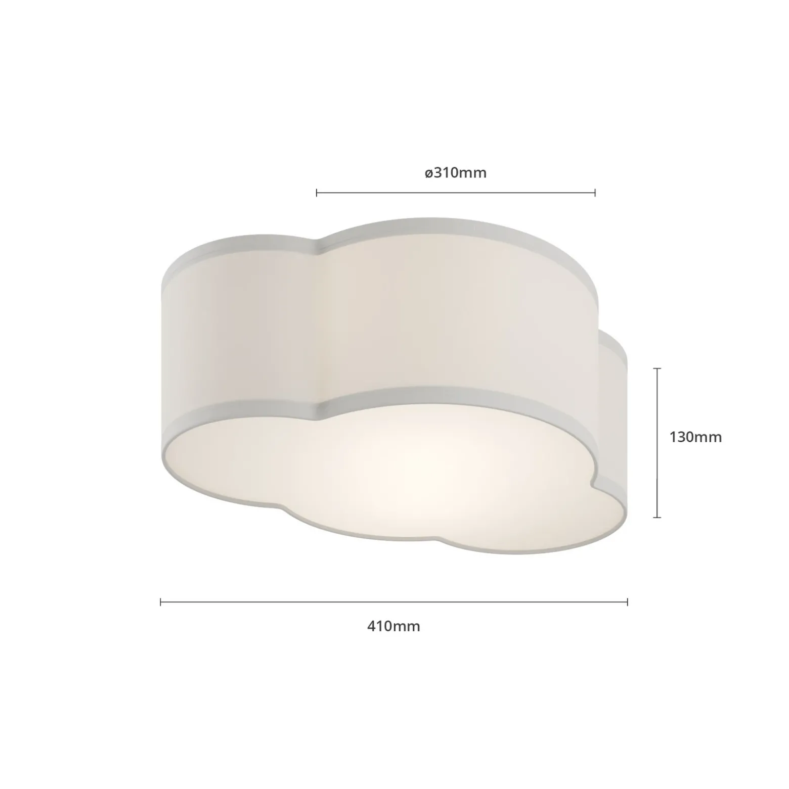 Plafón Cloud de tela, longitud 41 cm, gris