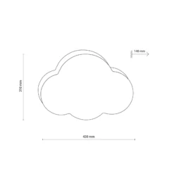 Plafón Cloud, rosa, 43 cm de largo, textil, nube, E27