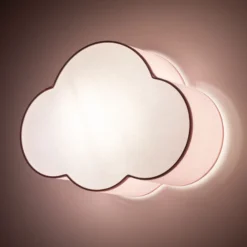 Plafón Cloud, rosa, 43 cm de largo, textil, nube, E27