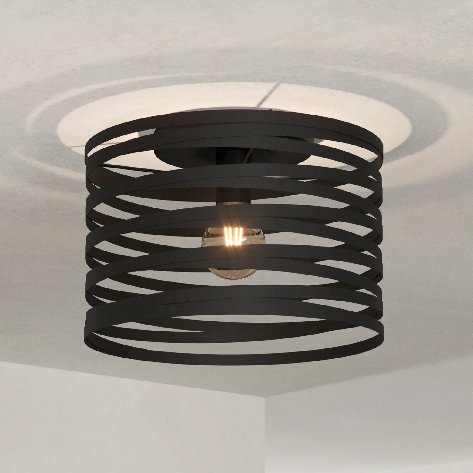 Plafón Cremella, Ø 37 cm, negro, acero