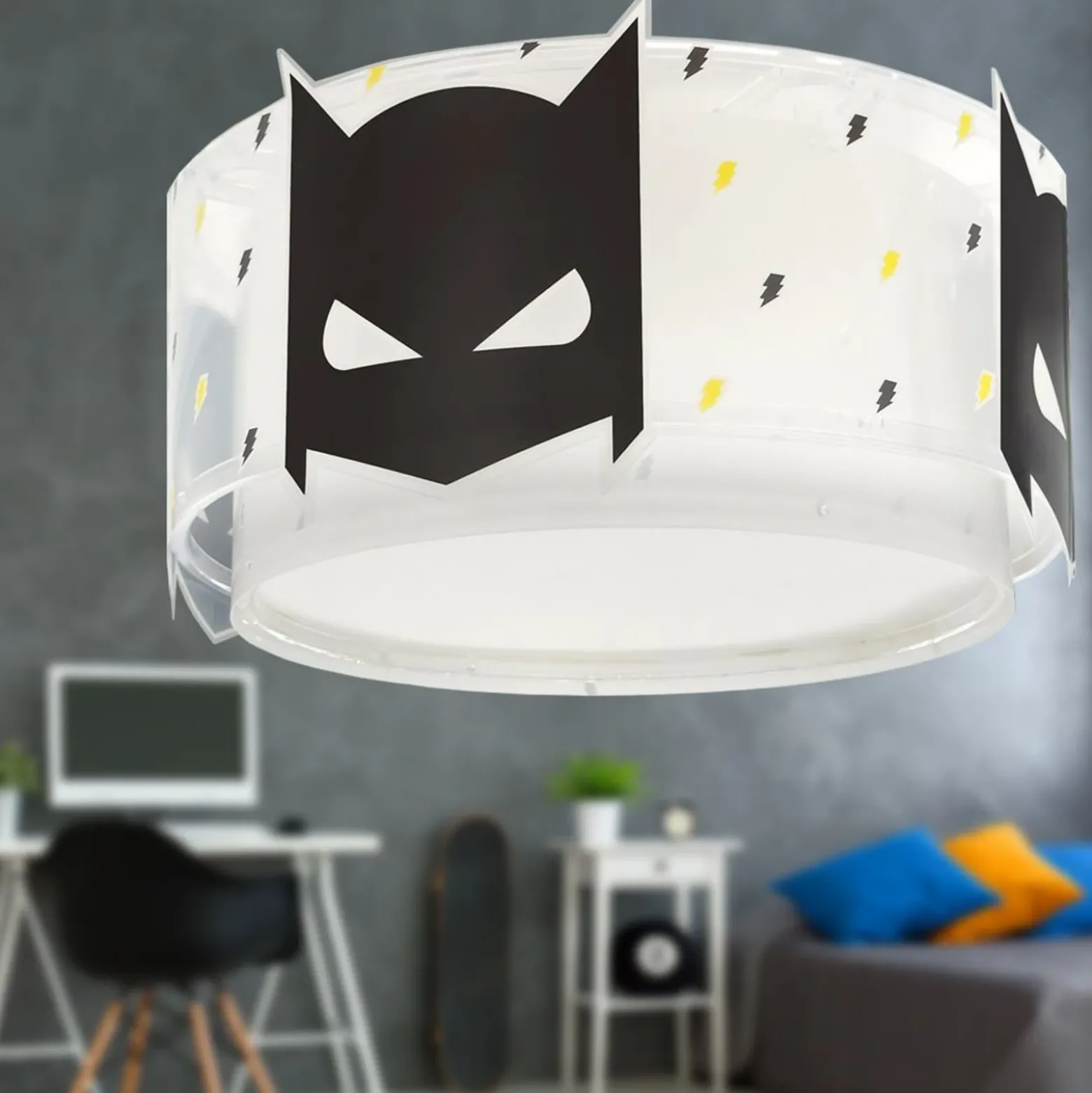 Plafón Dalber DARK HERO, blanco/negro, Ø 33 cm, E27