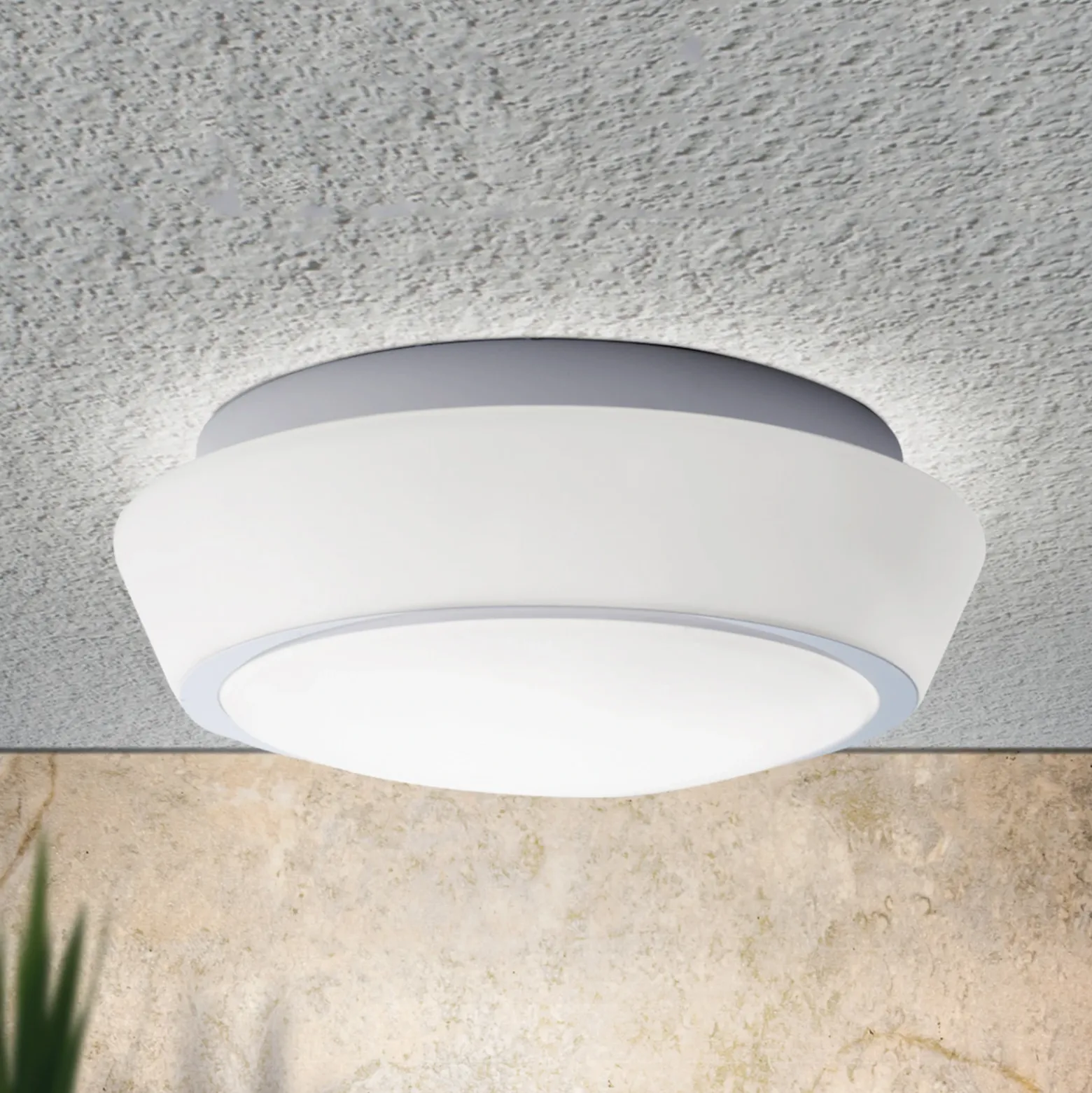 Plafón de cristal Pia con IP44, 30 cm