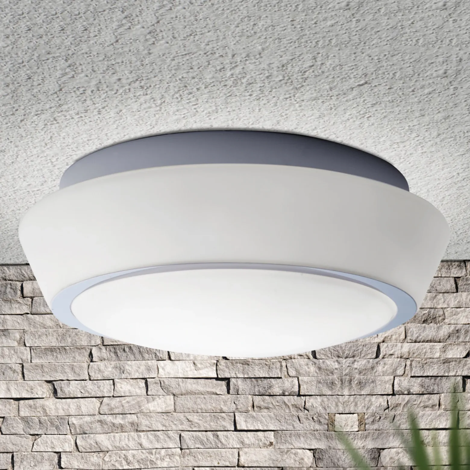 Plafón de cristal Pia con IP44, 38 cm