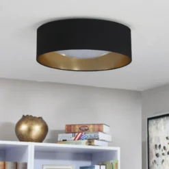 Plafón de tela Coleen negro con interior dorado