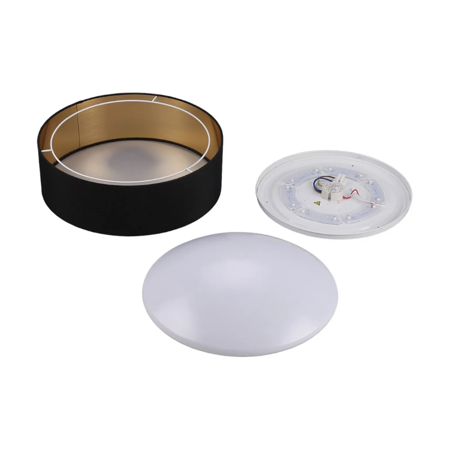 Plafón de tela Coleen negro con interior dorado