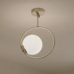 Plafón Dolunay, Ø 26 cm, dorado, cristal, E27