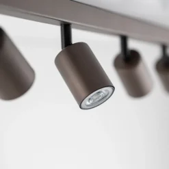 Plafón downlight Top, regulable, marrón, 8 luces lineales