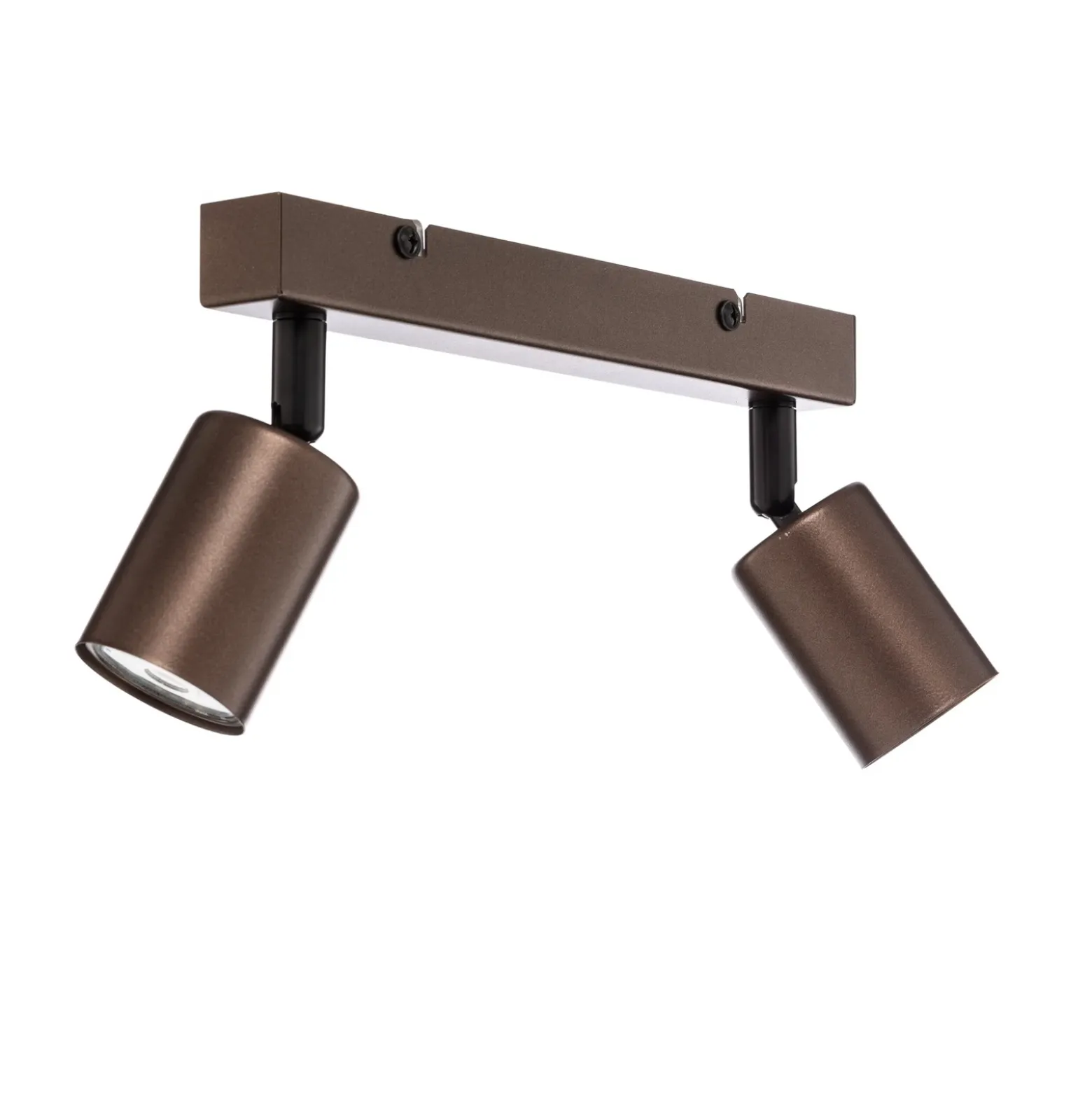 Plafón downlight Top, regulable, marrón, lineal de 2 luces